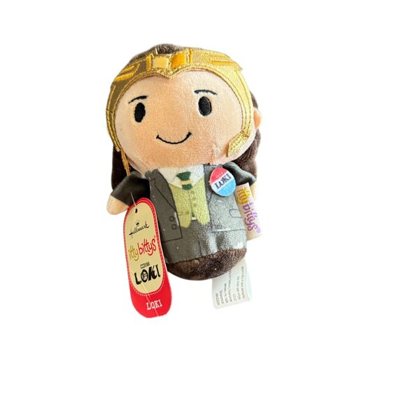 Hallmark Itty Bittys Loki Plush Toy Marvel Collectible With Tags 4" Brown/Gold - Picture 1 of 3